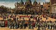 BELLINI, Gentile Procession in Piazza S. Marco Norge oil painting reproduction